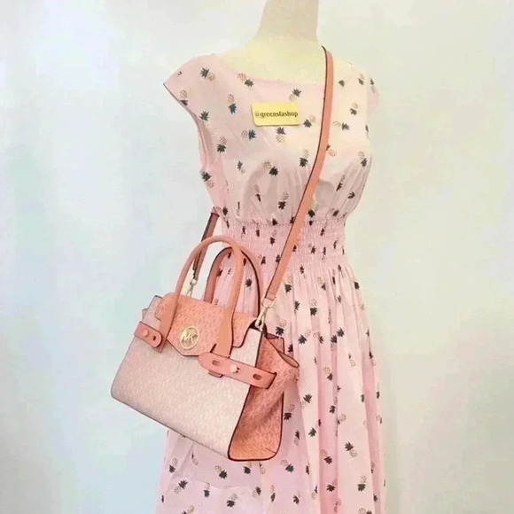 Michael Kors Purse Carmen Medium Flap Satchel shoulder bag sherbert new - Picture 4 of 9